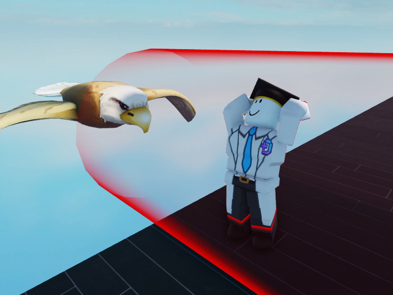 ワシが飛ぶ演出を作るロブロックスジュニアの学習画面