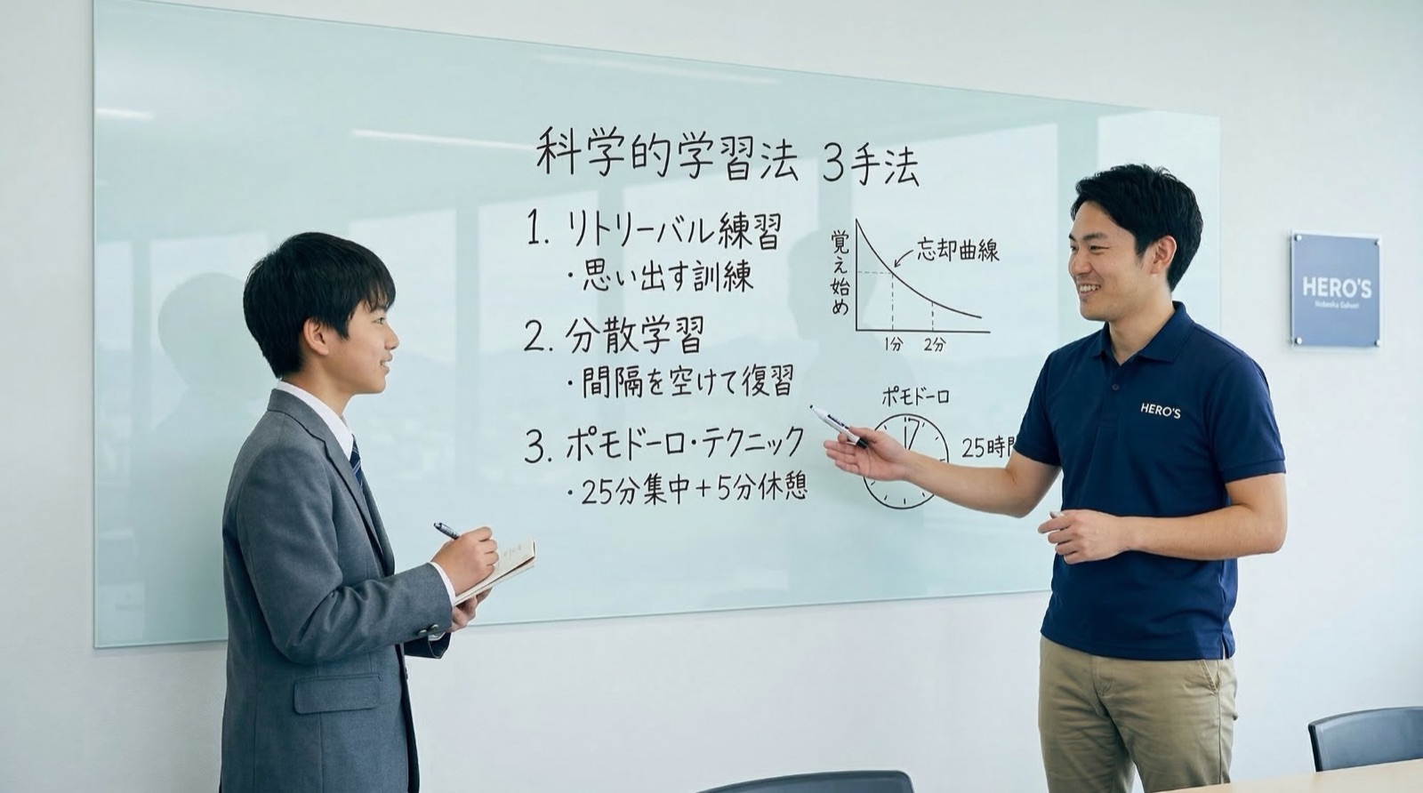 HERO'S 延岡校 3本柱その2：フォーカスタイム（25分集中＋5分休憩のポモドーロ学習・SHIFT演習）